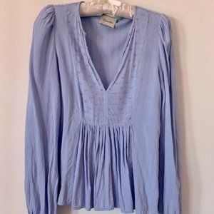Dixie Blue Peasant Blouse